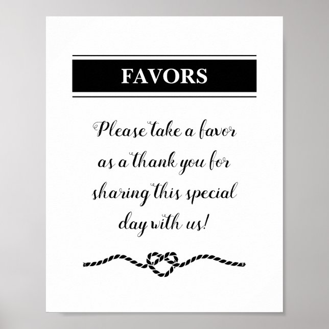Rope Heart Nautical Wedding Favors-tecken Poster (Framsidan)