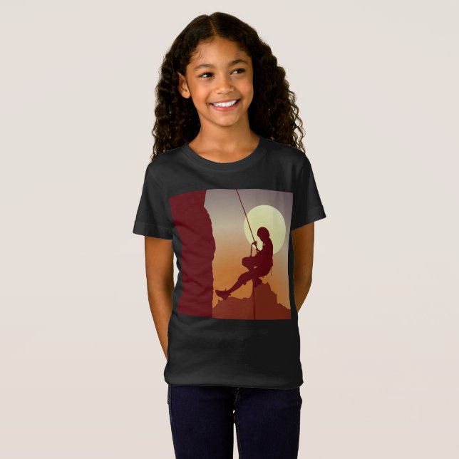 Rope Klib vid Geometriskt klimat i flickornas berg T Shirt (Hel framsida)