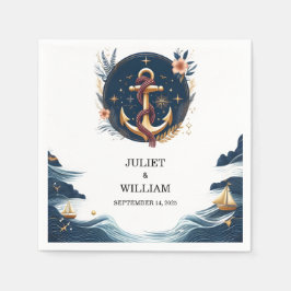 Rope Knot Boat Frakt Navy Blue Nautical Bröllop Pappersservett