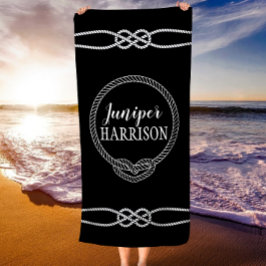 Rope Knot & Heart Personlig Beach Towel
