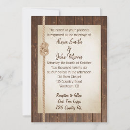 Rope Knot on Wood Wedding bjudes in Inbjudningar