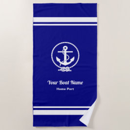Rope och Anchor Navy Blue Beach Towel
