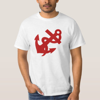 Rope och ankra den röda tShirten ankrar T-shirt
