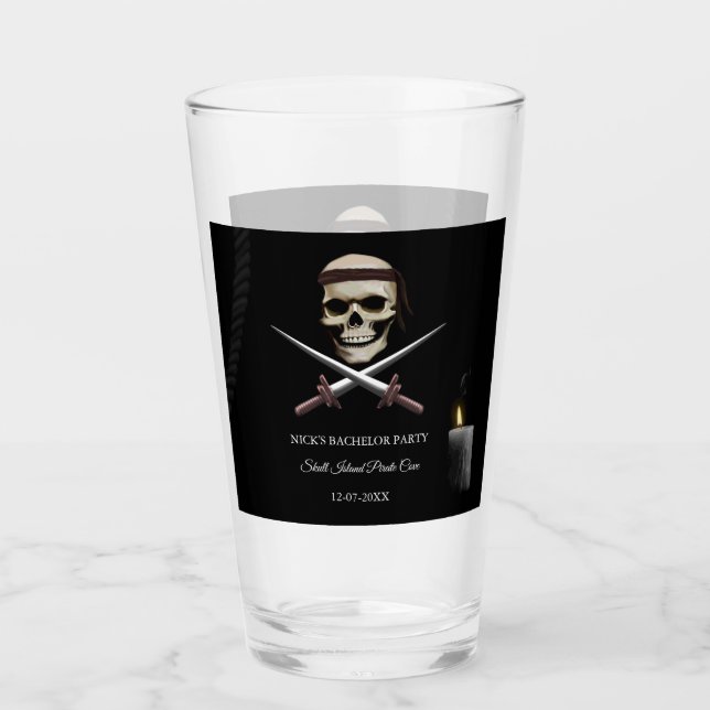 Rope och Skull Pirat Bachelor / Födelsedagsfest Glaskopp (Framsida)