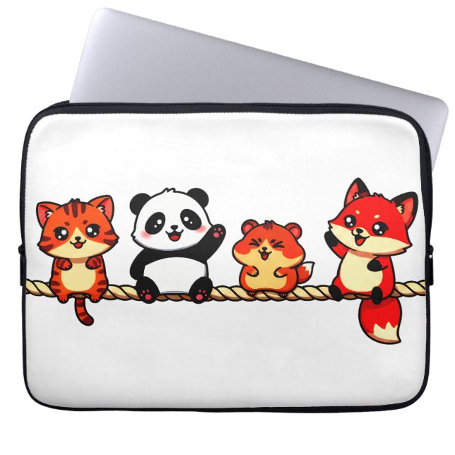 Rope Parade: Cat, Panda, Hamster & Fox Laptop Fodral (Framsidan)
