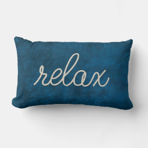 Rope RELAX-text på blått läder Lumbarkudde