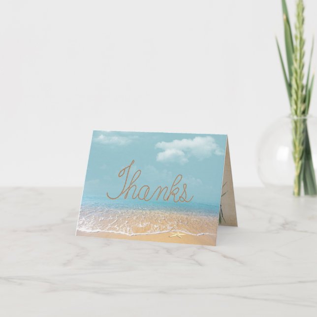 Rope THANKS text på stranden Tack Kort (Framsida)