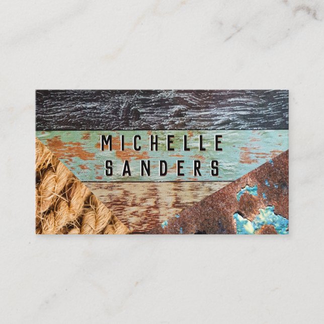 Rope | Trä | Rusted Metall Visitkort (Framsida)