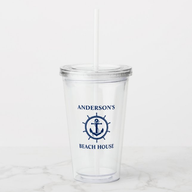 Rope Wheel Beach House Nautical Anchor Take Away Mugg (Framsida)
