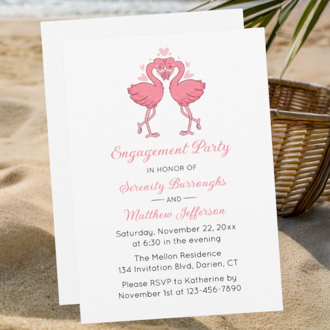ropical Pink Flamingo Hawaiian Engagement Party Inbjudningar (Skapare uppladdad)