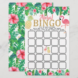 Ropical Summer Beach Luau Girls Baby Shower Bingo