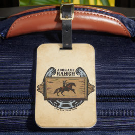 Roping Cowboy ADD NAMN Western Family Horse Ranch Bagagebricka