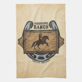 Roping Cowboy ADD NAMN Western Family Horse Ranch Kökshandduk