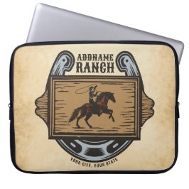 Roping Cowboy ADD NAMN Western Family Horse Ranch Laptop Fodral