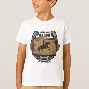 Roping Cowboy ADD NAMN Western Family Horse Ranch T Shirt