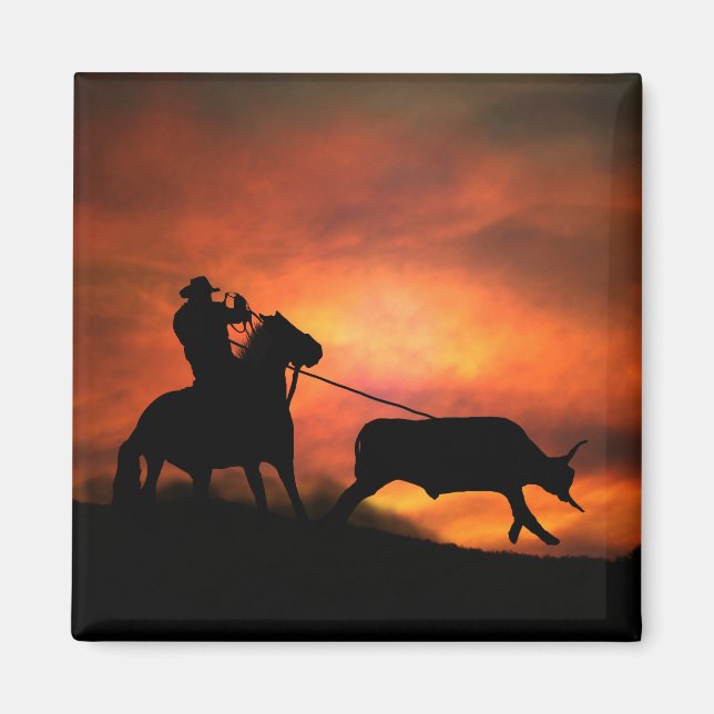 Roping Cowboy Rodeo Magnet (Framsidan)