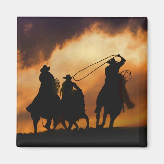 Roping Cowboys and Horses Magnet (Framsidan)