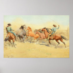 Roping Horses av Maynard Dixon Poster