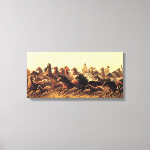 Roping Vild Horses av James Walker Canvastryck