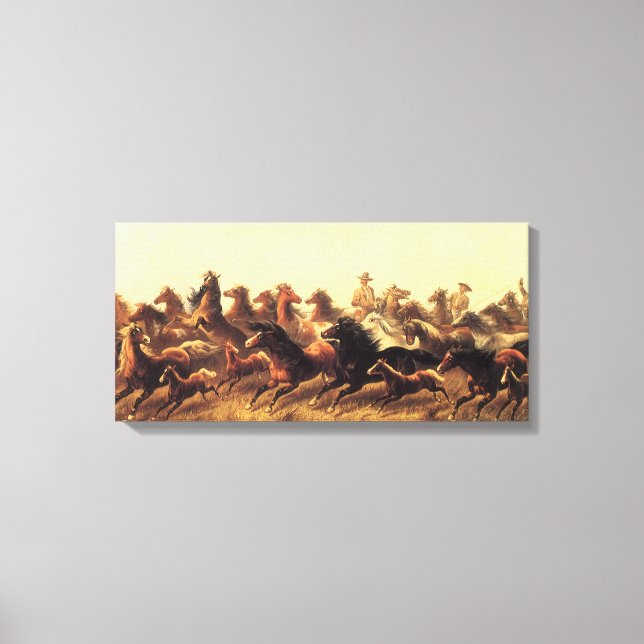 Roping Vild Horses av James Walker Canvastryck (Framsida)