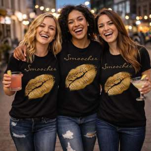 Ropoches Black och Guld Lipstick Tee Shirt