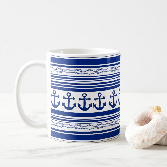 Ropor och Rand för nautiska ankare Kaffemugg (Med munk)