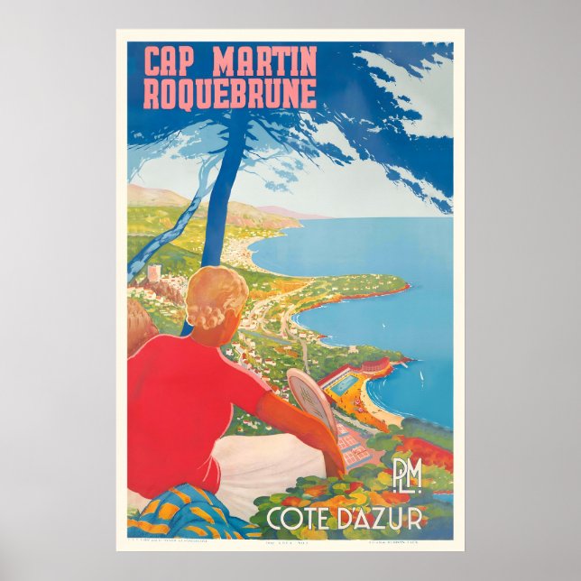 Roquebrune-Cap-Martin Cote d'Azur Frankrike PLM Poster (Framsidan)