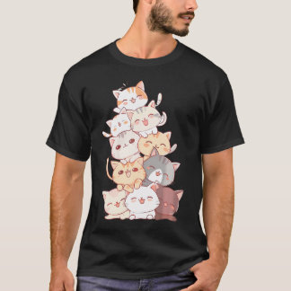Rör av Kattunge Cute Cats Kattunge Pile Anime Kawa T Shirt
