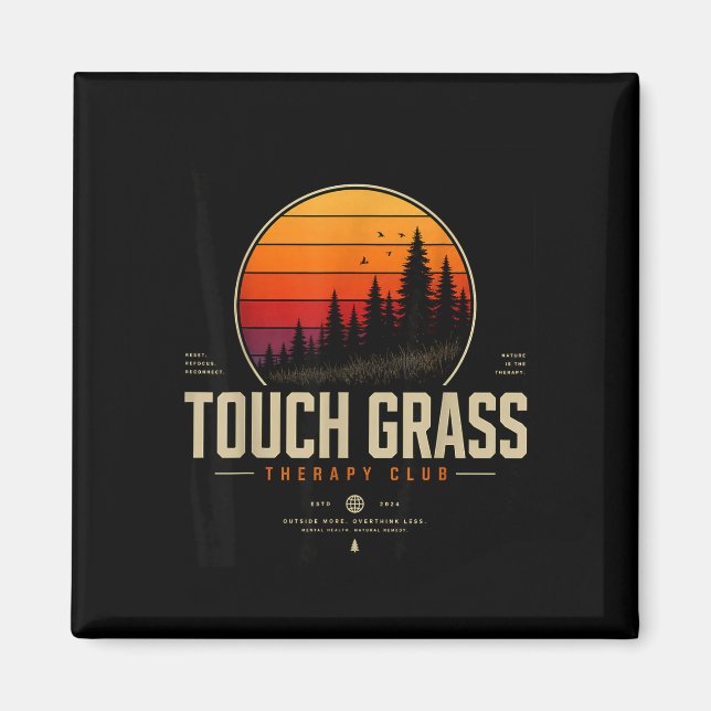 Rör gräs terapi klubb retro natur streetwear  magnet (Framsidan)