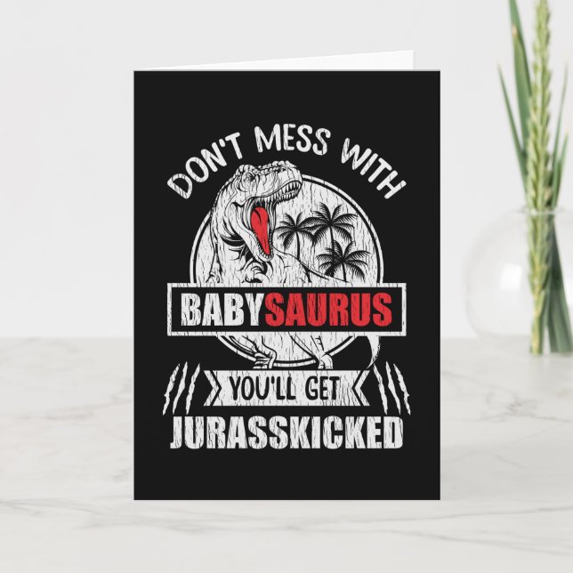Rör inte Baby Saurus Dinosauriebarn Familj Kort (Framsida)
