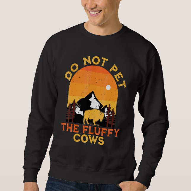 Rör Inte De Fluffiga Korna Bison Yellowstone Buffe Lång Ärmad Tröja (Framsida)
