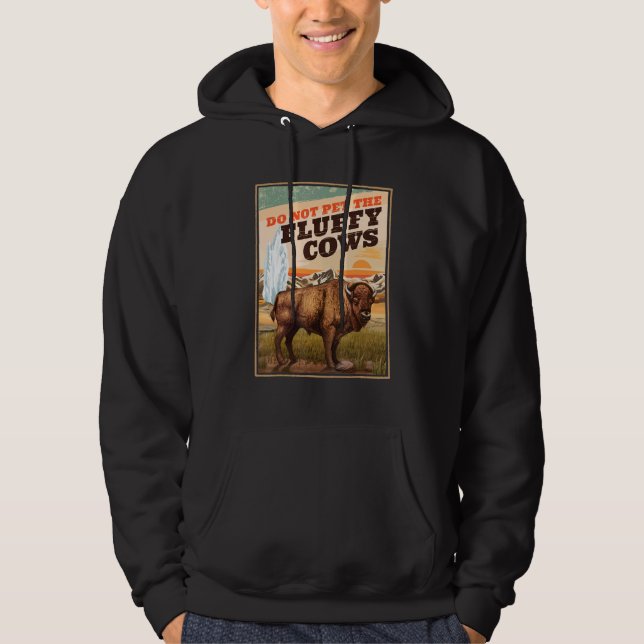 Rör inte de luddiga korna Bisonoxar   Hoodie (Framsida)