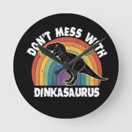 Rör Inte Dinkasaurus Pickleball Rund Klocka