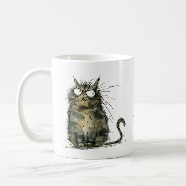 Rör. Inte. Luddiga Katt Arbetsplats Humor Kaffemugg (Vänster)