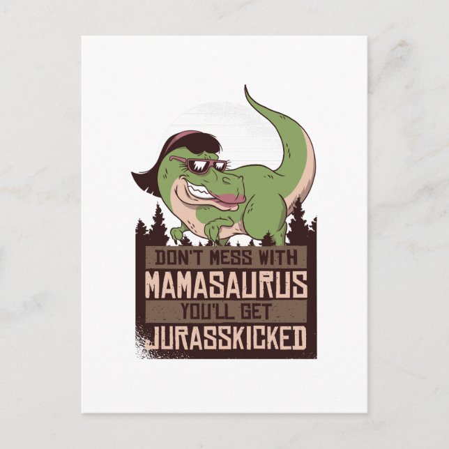 Rör inte Mamasaurus så får du JURASSKICK Vykort (Framsida)