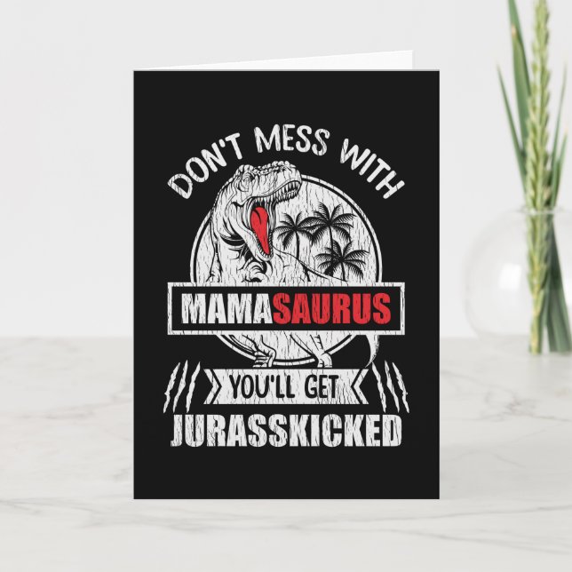 Rör inte Mamma Saurus Dinosauriefamilj Mor Kort (Framsida)