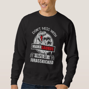 Rör inte Mamma Saurus Dinosauriefamilj Mor Lång Ärmad Tröja