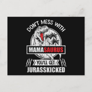 Rör inte Mamma Saurus Dinosauriefamilj Mor Vykort