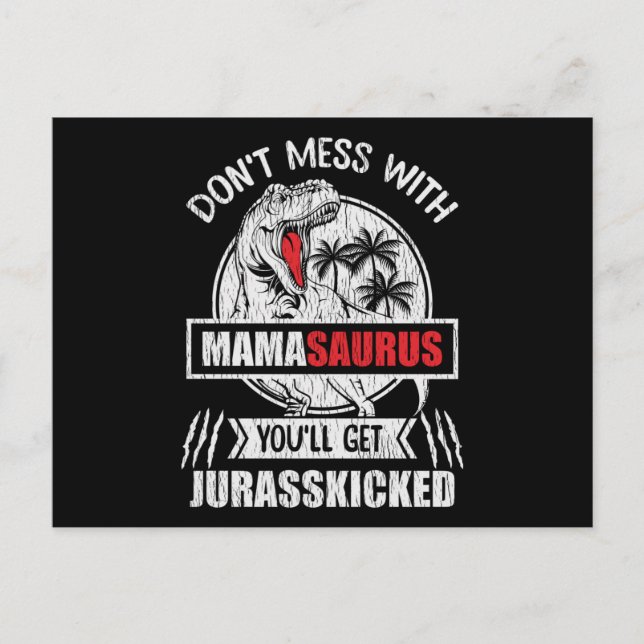 Rör inte Mamma Saurus Dinosauriefamilj Mor Vykort (Framsida)