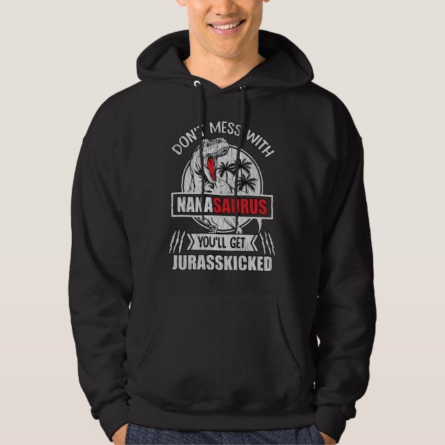 Rör Inte Mamma Saurus Dinosauriefamiljen Hoodie (Framsida)