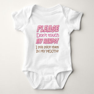 Rör inte min händer! (Rosa) baby Tee