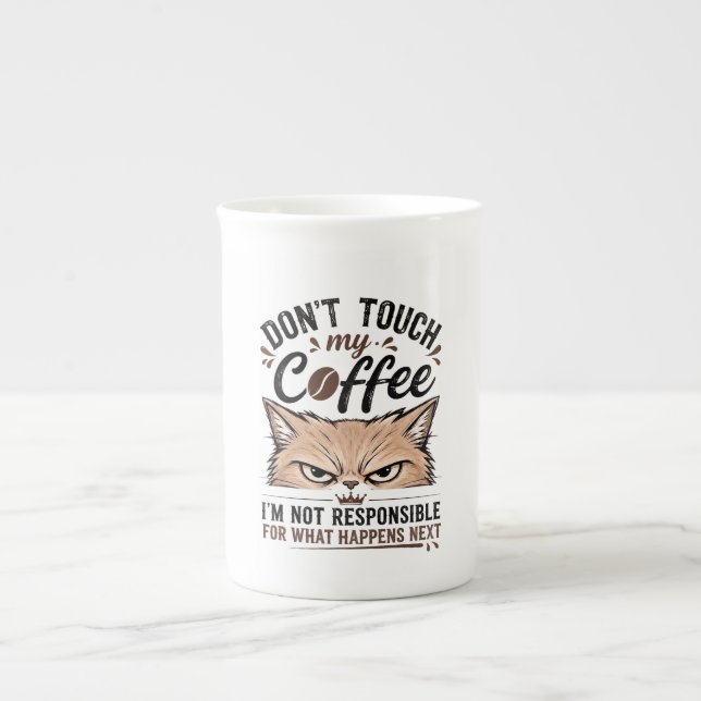 Rör Inte Min Kaffe Grumpy Cat Rolig Tröja Benporslin Mugg (Framsidan)