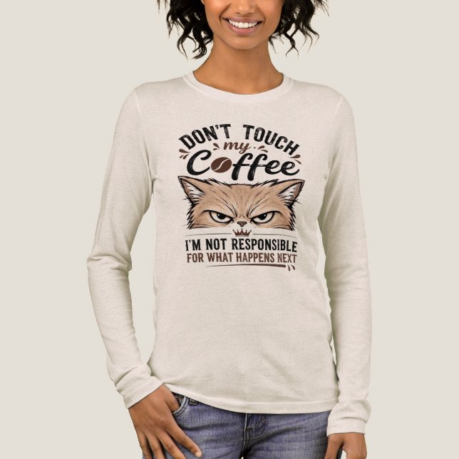 Rör Inte Min Kaffe Grumpy Cat Rollig Tröja (Framsida)