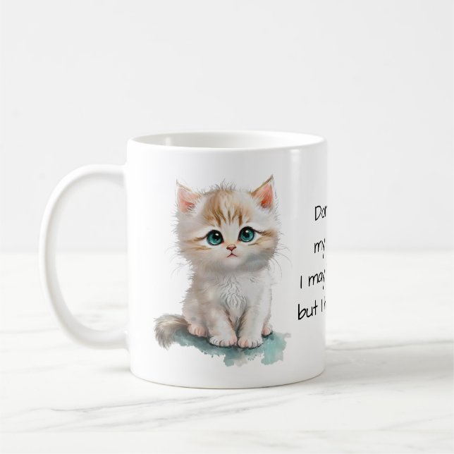Rör inte min kaffe... Jag har klo. Cute Kitten Kaffemugg (Vänster)