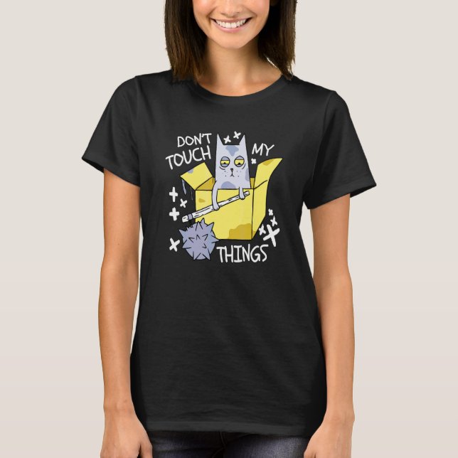 Rör Inte Mina Tänker Ilsken Katt  Katt T Shirt (Framsida)