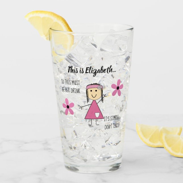 Rör inte mitt glas med stick figur och namn (Framsida Ice)