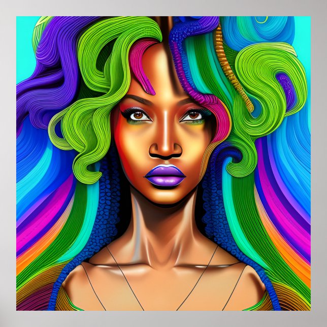 Rör inte mitt hair Black Melanin Afro Queen Krona Poster (Framsidan)