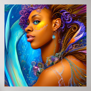 Rör inte mitt hair Black Melanin Afro Queen Krona Poster