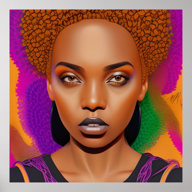 Rör inte mitt hair Black Melanin Afro Queen Krona Poster (Framsidan)