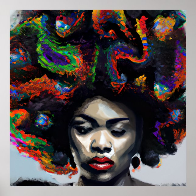 Rör inte mitt hair Black Melanin Afro Queen Krona Poster (Framsidan)